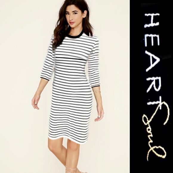 🍍3/$15🍍 HeartSoul Striped 3/4 Sleeve Dress - Picture 1 of 7